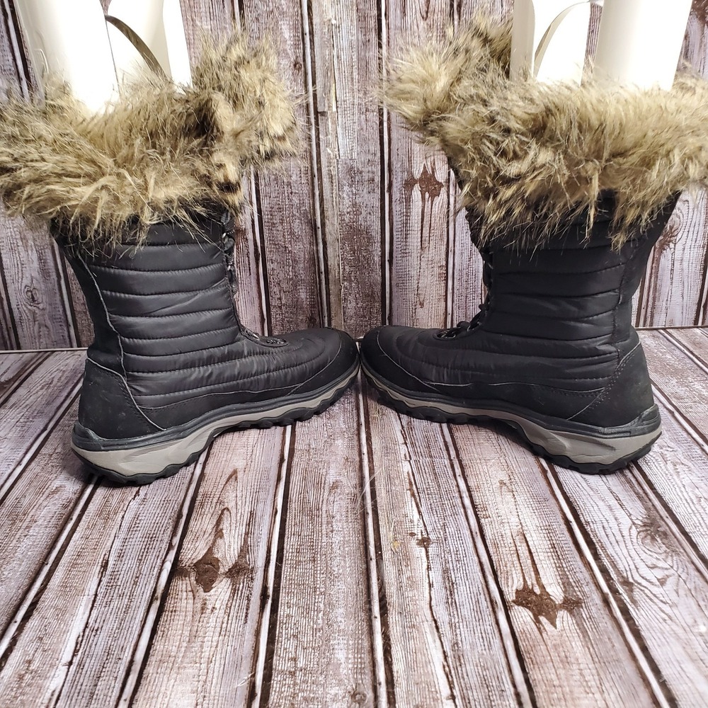 Women's Eddie Bauer Snow Boots Black Waterproof Vibram Sole High Top Size 8 - Picture 6 of 11